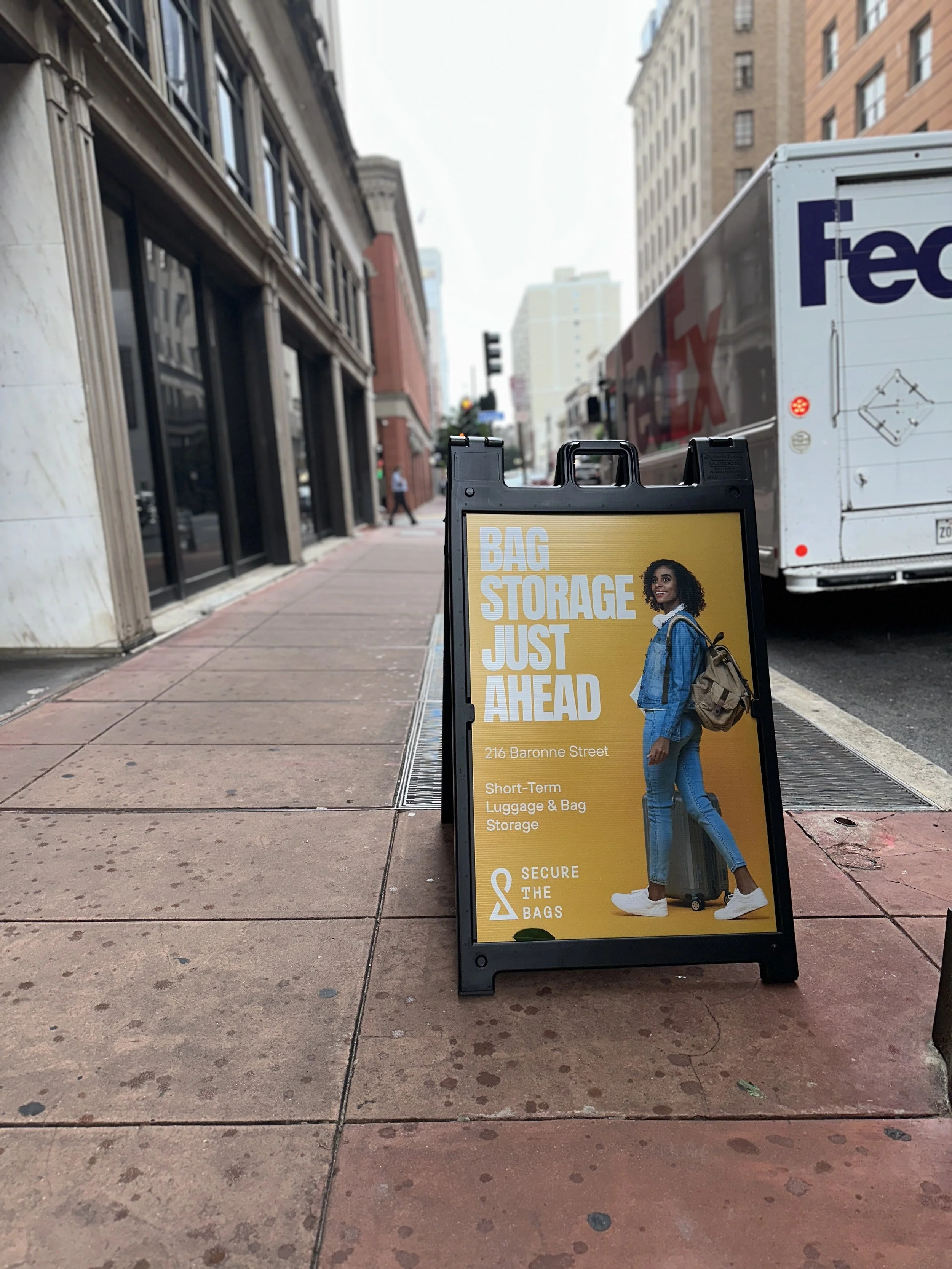 Secure the Bags — flagship storefront, New Orleans outdoor marquee